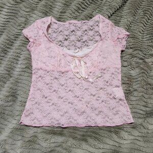 Delicate Pink Lace Tee